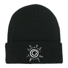 rubber badge patch Jacquard knit winter hat